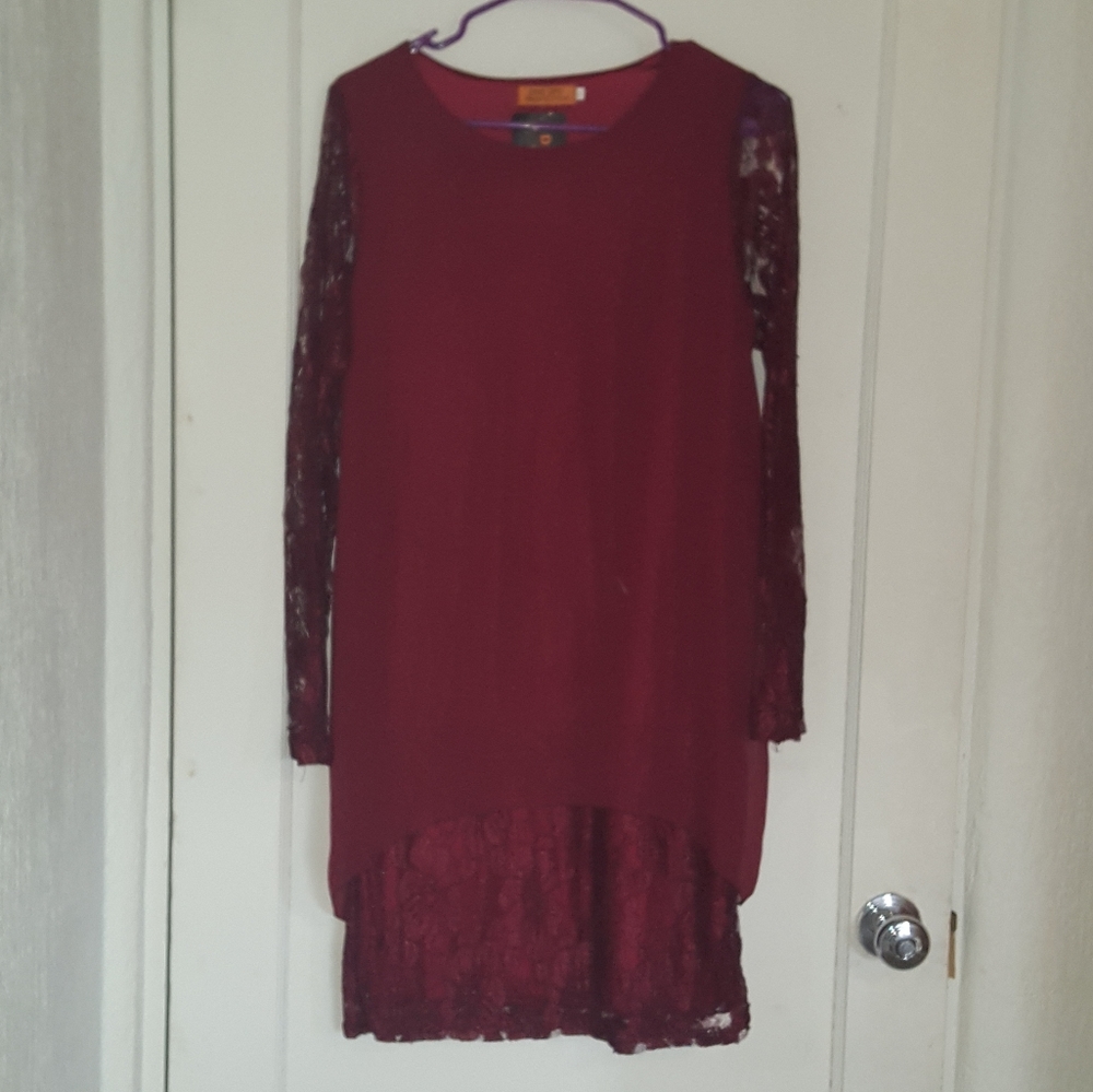 Women's Burgundy Trendy Party Dress